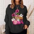 Cute Ghosts And Pink Ribbon Pumpkins Breast Cancer Awareness Sweatshirt Gifts for Her