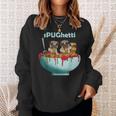 Cute Pugs Dogs In Spaghetti Noodles Eating Pasta Pets Sweatshirt Gifts for Her