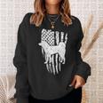 Dog Akita Silhoutte Of An Akita Dog With American Flag Background Sweatshirt Gifts for Her