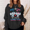 Elephant Baby Pink Or Blue We Already Love You Gender Reveal Sweatshirt Gifts for Her