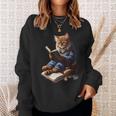 Cats Reading A Book Graphic Cat Kitten Lovers Sweatshirt Gifts for Her