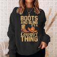 Funny Cowgirl Gift For Girls Women Cool Rodeo Boots Bling Sweatshirt Gifts for Her