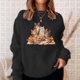 Cute Cat Lover Celebrating Thanksgiving Autumn Dinner Sweatshirt Gifts for Her