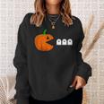 Halloween Pumpkin Eating Ghost Gamer Humor Novelty Sweatshirt Gifts for Her