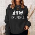 Funny Meow Kitty Black Cat Funny Ew People Meowy Cat Lovers Sweatshirt Gifts for Her