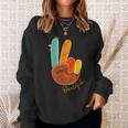 Peace Sign Turkey Hand Cool Thanksgiving Hippie Men Sweatshirt Gifts for Her