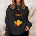 Turkey Face Matching Family Thanksgiving Pilgrim Party Sweatshirt Gifts for Her