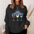 Funny Wine Glass Red White Blue Firework Happy 4Th Of July Sweatshirt Gifts for Her