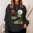 Xmas Lighting Tree Santa Riding Alligator Christmas Sweatshirt Gifts for Her