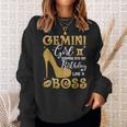 Gemini Girl Stepping Into My Birthday Like A Boss Heel Sweatshirt Gifts for Her