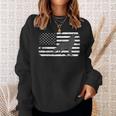 Gray Lone Wolf Distressed American Flag Back Print Sweatshirt Gifts for Her