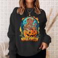 Halloween Special Scary Teddy Bear On Top Of Pumpkin Sweatshirt Gifts for Her