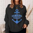 Hamburg Germany Port City Blue Anchor Design Sweatshirt Gifts for Her