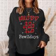 Happy Pawlidays Buffalo Plaid Paw Christmas Puppy Dog Lover Sweatshirt Gifts for Her