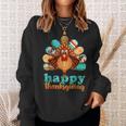 Happy Thanksgiving Turkey Day Leopard Holiday Sweatshirt Gifts for Her