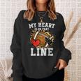 My Heart Is On The Line Offensive Lineman Football Leopard Sweatshirt Gifts for Her