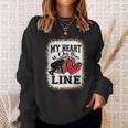 My Heart Is On The Line Offensive Lineman Football Leopard Sweatshirt Gifts for Her