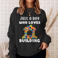 Just A Boy Who Loves Building Blocks Master Builder Sweatshirt Gifts for Her