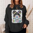 Kids Hello 3Rd Grade Messy Bun Girls Tie Dye Cute Back To 3Rd Grade Funny Gifts Sweatshirt Gifts for Her