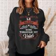 Le Blood Runs Through My Veins Family Christmas Sweatshirt Gifts for Her