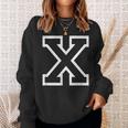 Letter X Alphabet Name Athletic Sports Monogram Outline Sweatshirt Gifts for Her