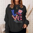 Love Teacher Life American Flag 4Th Of July Uncle Sam Hat Sweatshirt Gifts for Her