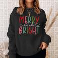 Merry And Bright Christmas Women Girls Kids Toddlers Cute Sweatshirt Gifts for Her