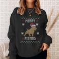 Merry Pitmas Ugly Christmas Sweater Pit Bull Lovers Sweatshirt Gifts for Her