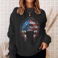 Native American Feather Headdress Usa America Indian Chief Sweatshirt Gifts for Her