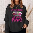 In October We Wear Pink Breast Cancer Awareness Halloween Sweatshirt Gifts for Her