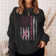 In October We Wear Pink Pink Ribbon Flag Breast Cancer Sweatshirt Gifts for Her