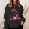 In October We Wear Pink Ribbon Leopard Truck Breast Cancer Sweatshirt Gifts for Her
