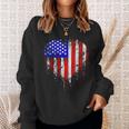 Patriotic American Flag Heart 4Th Of July Vintage Usa Flag Sweatshirt Gifts for Her