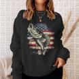 Patriotic Fishing 4Th Of July Men American Flag Bass Fishing Sweatshirt Gifts for Her