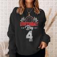Race Car 4Th Birthday Boy Party Racing 4 Year Old Pit Crew Racing Funny Gifts Sweatshirt Gifts for Her