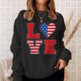Red White And Blue For Love American Flag Sweatshirt Gifts for Her