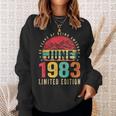 Retro 40Th Birthday Gifts Vintage Awesome Since June 1983 Sweatshirt Gifts for Her