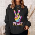Retro 60’S 70’S Tie Dye Peace V Hand Sign Hippie Graphic Sweatshirt Gifts for Her