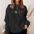 Retro Airplane Heartbeat Pilot Flying Cool Aviator Sweatshirt Gifts for Her