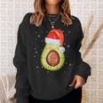Santa Hat Avocado Merry Christmas Vegan Pajama Sweatshirt Gifts for Her