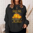 Shine With The Light Of Jesus Christian Halloween Pumpkin Sweatshirt Gifts for Her