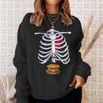 Skeleton Burger Halloween Foodie Scary Food Lover Hamburger Sweatshirt Gifts for Her
