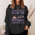 Sleigh The Patriarchy Feminist Ugly Christmas Sweater Meme Sweatshirt Gifts for Her