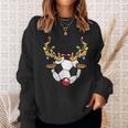Soccer Ball Reindeer Christmas Pajama X-Mas Lights Sport Sweatshirt Gifts for Her