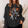 Spooky Skeleton Dunking Basketball Graveyard Halloween Sweatshirt Gifts for Her