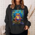 Stained Glass Style African Bullfrog Sweatshirt Gifts for Her