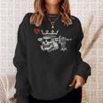 Suicide King Of Hearts Skull Wearing Crown Poker Sweatshirt Gifts for Her