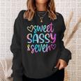 Sweet Sassy And Seven Girls Birthday Tie Dye 7 Year Old Kids Sweatshirt Gifts for Her