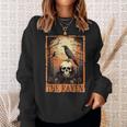 Tarot Card The Raven Crow Skull Spooky Halloween Sweatshirt Gifts for Her