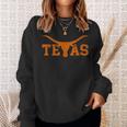 Texas Usa Longhorn Bull America Font Texas Funny Designs Gifts And Merchandise Funny Gifts Sweatshirt Gifts for Her